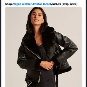 Abercrombie Vegan Leather Aviator Jacket